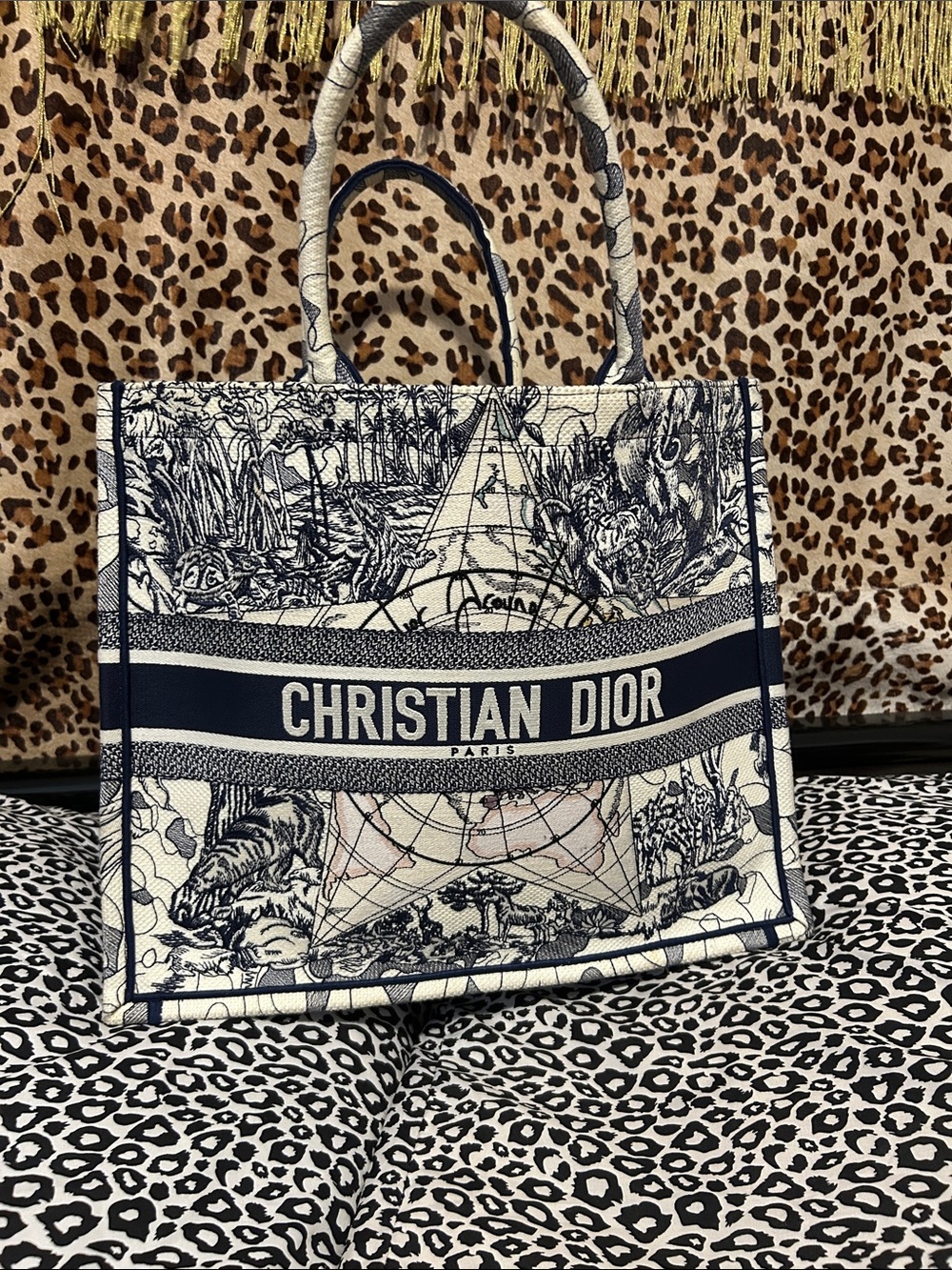 Dior  Authentic Navy and White  Tote bags